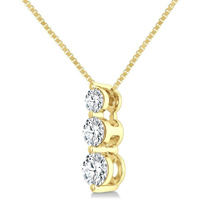 1/3 Ctw Round Cut Diamond Three-Stone Snowman Pendant With Chain in 14K Yellow Gold