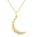 1/20 Ctw Round Cut Diamond Flush Set Moon Mosaic Pendant With Chain in 10K Yellow Gold