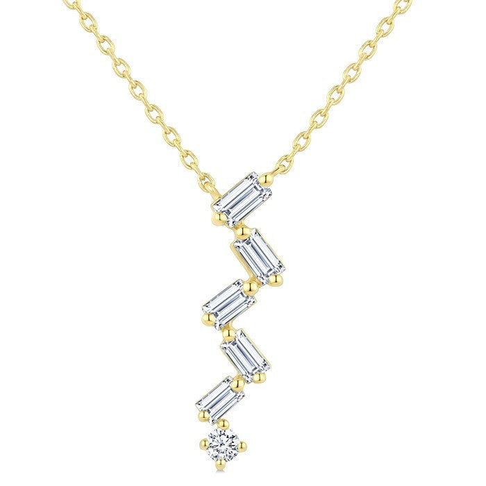 1/3 Ctw Zig-Zag Mixed Cut Diamond Fashion Pendant With Chain in 10K Yellow Gold