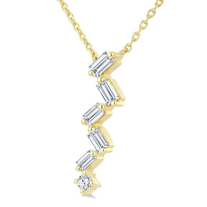 1/3 Ctw Zig-Zag Mixed Cut Diamond Fashion Pendant With Chain in 10K Yellow Gold