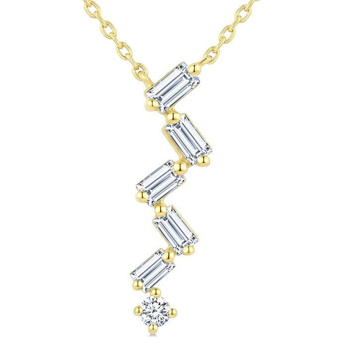 1/3 Ctw Zig-Zag Mixed Cut Diamond Fashion Pendant With Chain in 10K Yellow Gold
