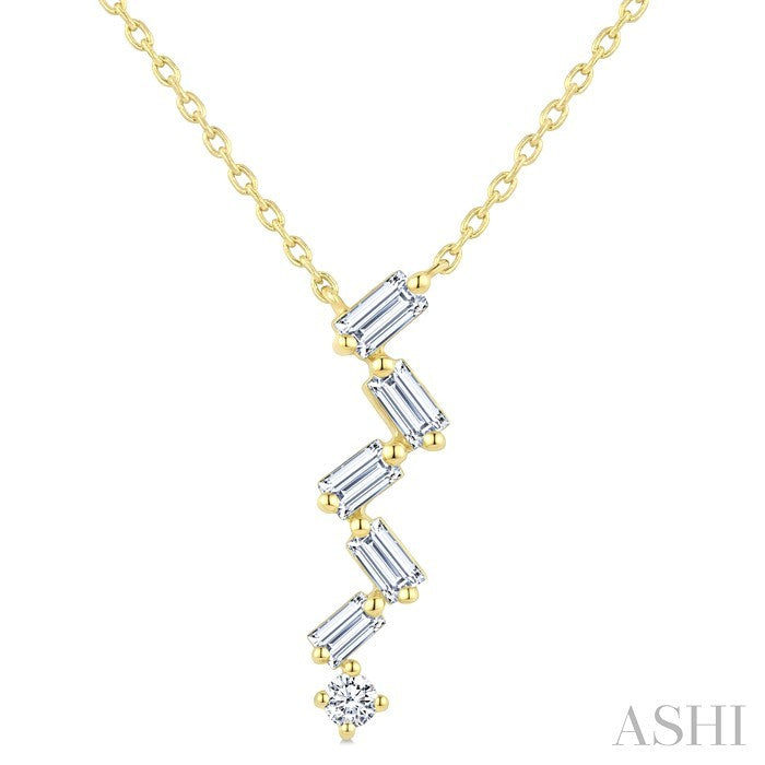 1/3 Ctw Zig-Zag Mixed Cut Diamond Fashion Pendant With Chain in 10K Yellow Gold