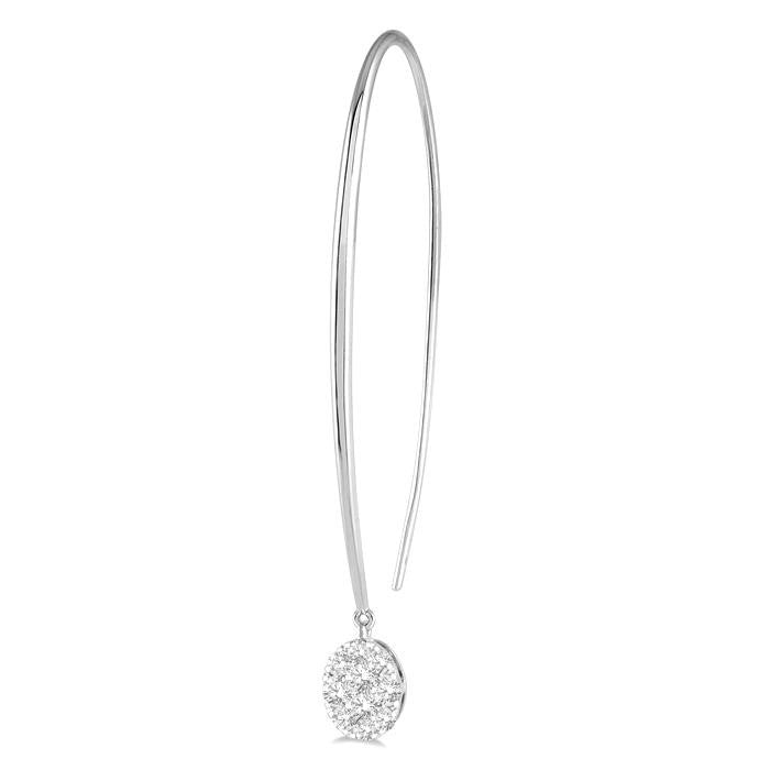 1/2 Ctw Oval Shape Dangler Shine Bright Round Cut Diamond Earrings in 14K White Gold