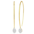 1/2 Ctw Oval Shape Dangler Shine Bright Round Cut Diamond Earrings in 14K Yellow and White Gold