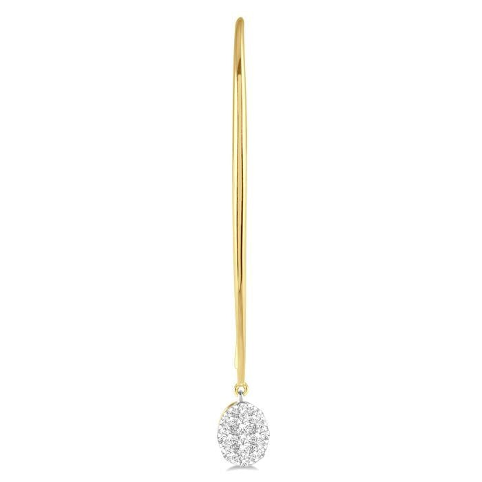 1/2 Ctw Oval Shape Dangler Shine Bright Round Cut Diamond Earrings in 14K Yellow and White Gold