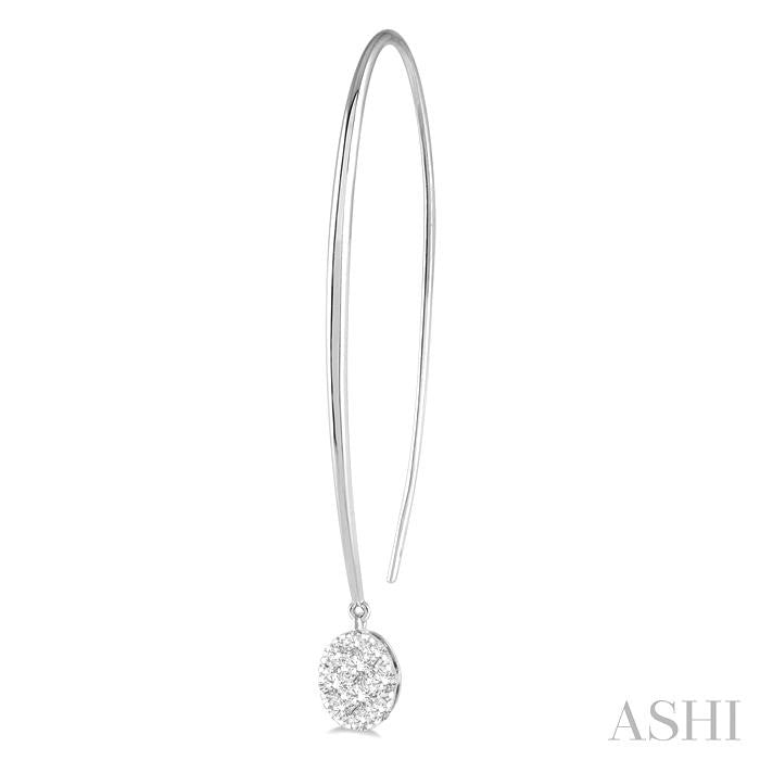 1/3 Ctw Oval Shape Dangler Shine Bright Round Cut Diamond Earrings in 14K White Gold