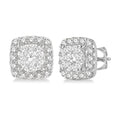 1/2 Ctw Cushion Shape Shine Bright Round Cut Diamond Stud Earrings in 14K White Gold