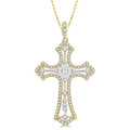 3/4 Ctw Shine Bright Round Cut Diamond Cross Pendant in 14K Yellow and White Gold with chain