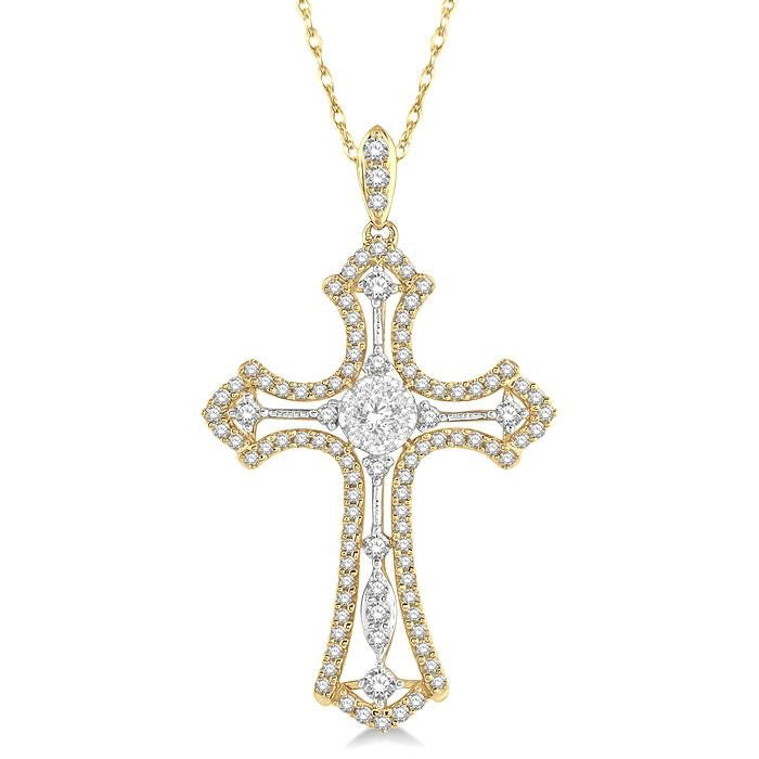 Isolde Poppy Cross Shine Bright Diamond Fashion Pendant