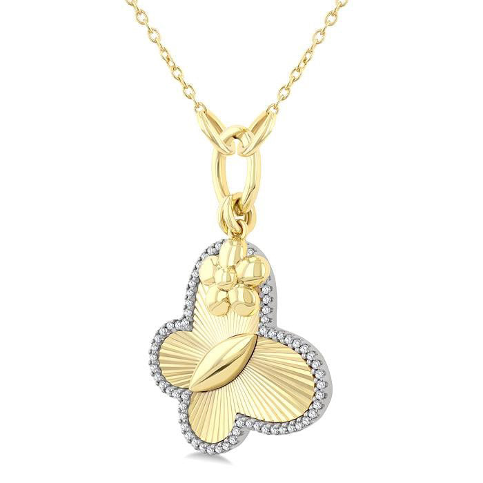 Butterfly Charm Fluted Diamond Fashion Pendant