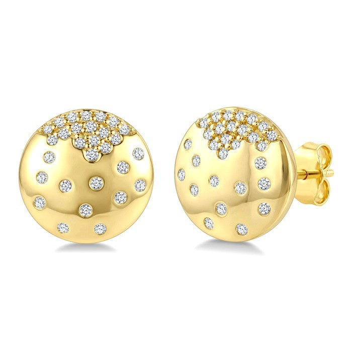 1/5 Ctw Round Cut Diamond Circle Mosaic Stud Earrings in 10K Yellow Gold