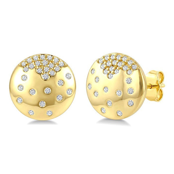 1/5 Ctw Round Cut Diamond Circle Mosaic Stud Earrings in 10K Yellow Gold