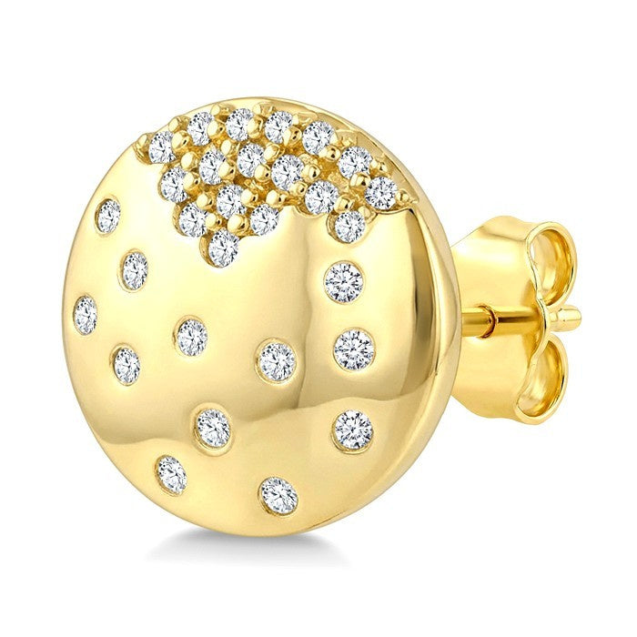 1/5 Ctw Round Cut Diamond Circle Mosaic Stud Earrings in 10K Yellow Gold