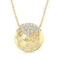 1/5 Ctw Round Cut Diamond Circle Mosaic Fashion Pendant With Chain in 10K Yellow Gold