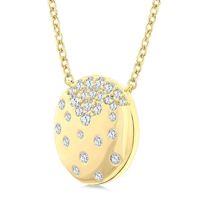1/5 Ctw Round Cut Diamond Circle Mosaic Fashion Pendant With Chain in 10K Yellow Gold