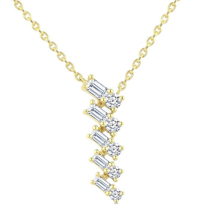 1/4 Ctw Zig-Zag Mixed Cut Diamond Fashion Pendant With Chain in 10K Yellow Gold