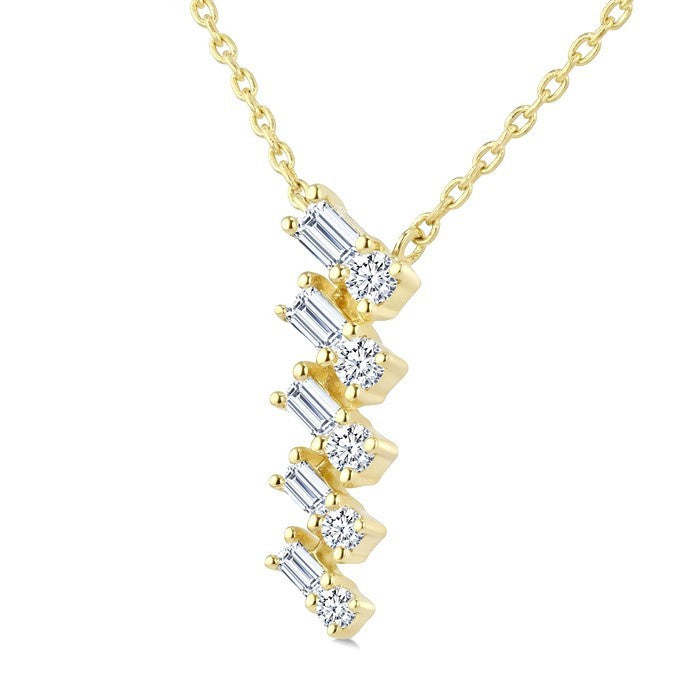 1/4 Ctw Zig-Zag Mixed Cut Diamond Fashion Pendant With Chain in 10K Yellow Gold