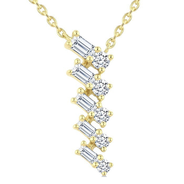 1/4 Ctw Zig-Zag Mixed Cut Diamond Fashion Pendant With Chain in 10K Yellow Gold