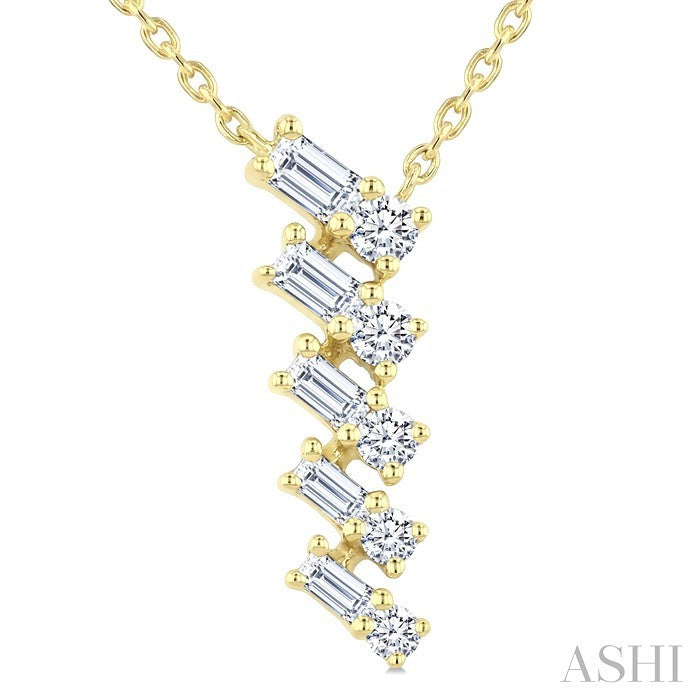 1/4 Ctw Zig-Zag Mixed Cut Diamond Fashion Pendant With Chain in 10K Yellow Gold
