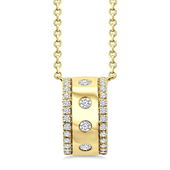 1/4 Ctw Round Cut Golden Glow Diamond Rondelle Bold Fashion Pendant With Chain in 10K Yellow Gold