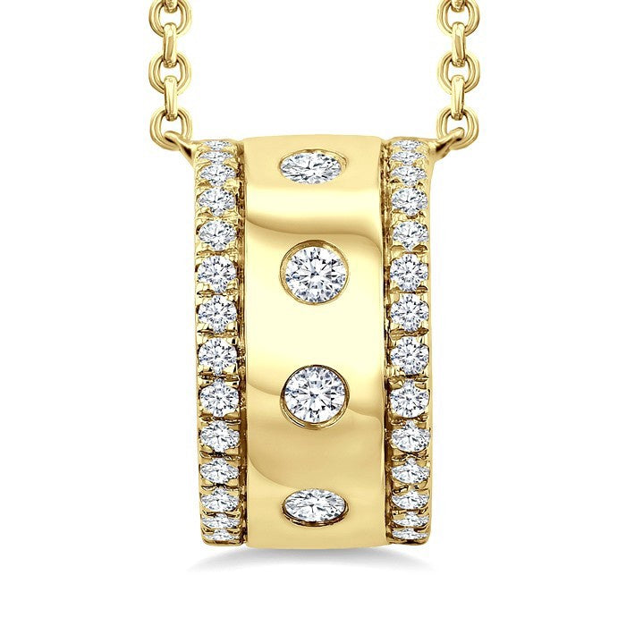 1/4 Ctw Round Cut Golden Glow Diamond Rondelle Bold Fashion Pendant With Chain in 10K Yellow Gold