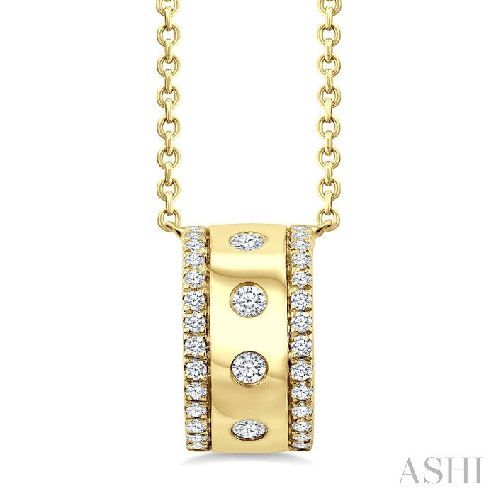 1/4 Ctw Round Cut Golden Glow Diamond Rondelle Bold Fashion Pendant With Chain in 10K Yellow Gold