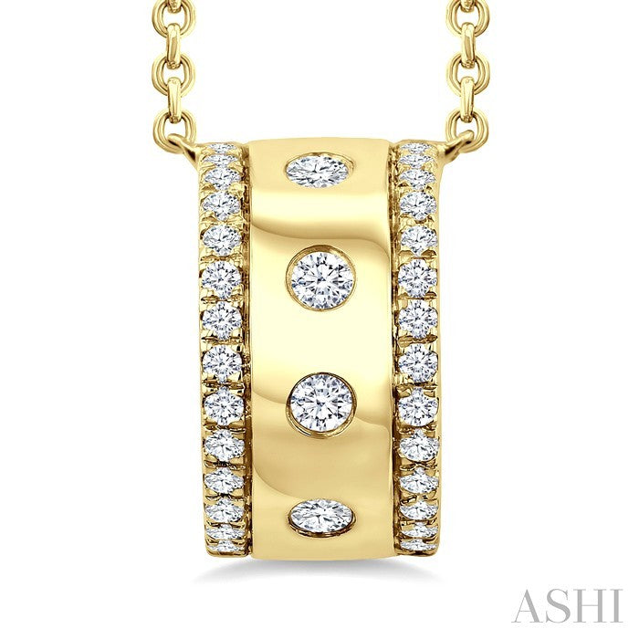 1/4 Ctw Round Cut Golden Glow Diamond Rondelle Bold Fashion Pendant With Chain in 10K Yellow Gold