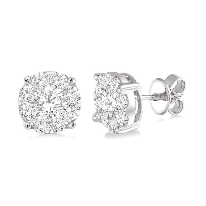 1 1/2 Ctw Shine Bright Round Cut Diamond Stud Earrings in 14K White Gold