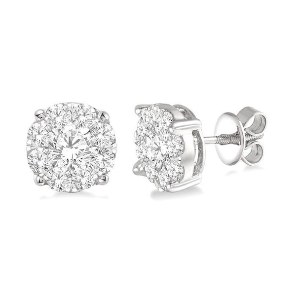 1 1/2 Ctw Shine Bright Round Cut Diamond Stud Earrings in 14K White Gold
