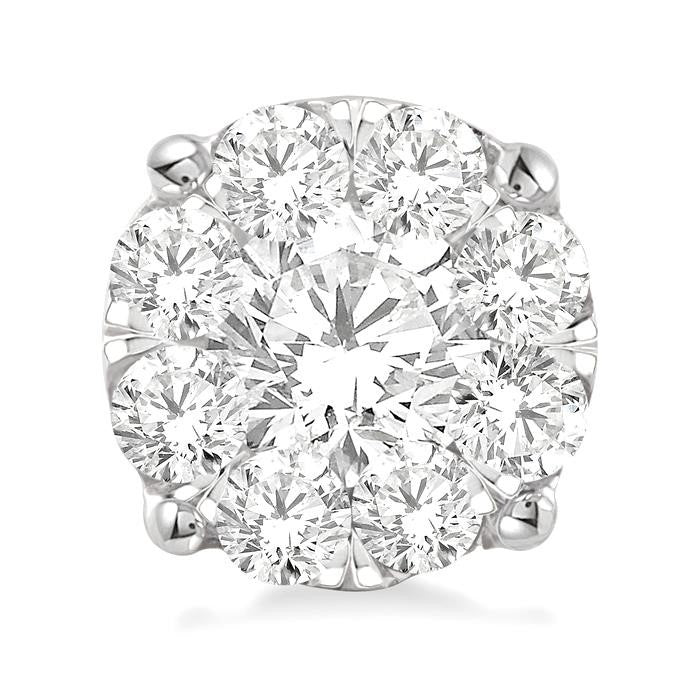 1 1/2 Ctw Shine Bright Round Cut Diamond Stud Earrings in 14K White Gold