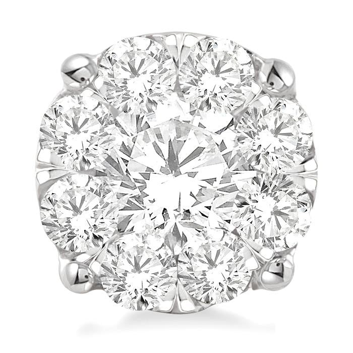 2 1/10 Ctw Shine Bright Round Cut Diamond Stud Earrings in 14K White Gold