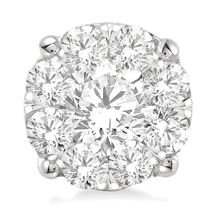 3 Ctw Shine Bright Round Cut Diamond Stud Earrings in 14K White Gold