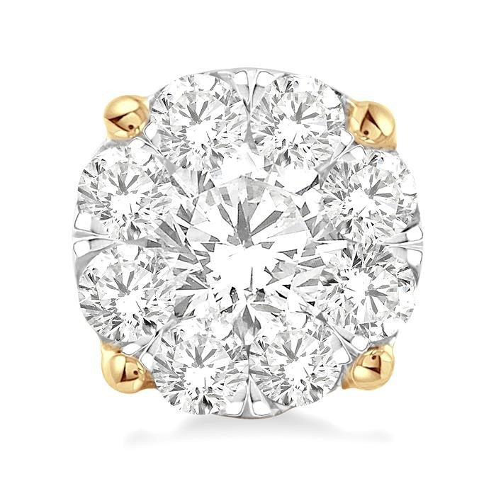 1 1/2 Ctw Shine Bright Round Cut Diamond Stud Earrings in 14K Yellow and White Gold