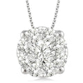 2 Ctw Shine Bright Round Cut Diamond Pendant in 14K White Gold with Chain