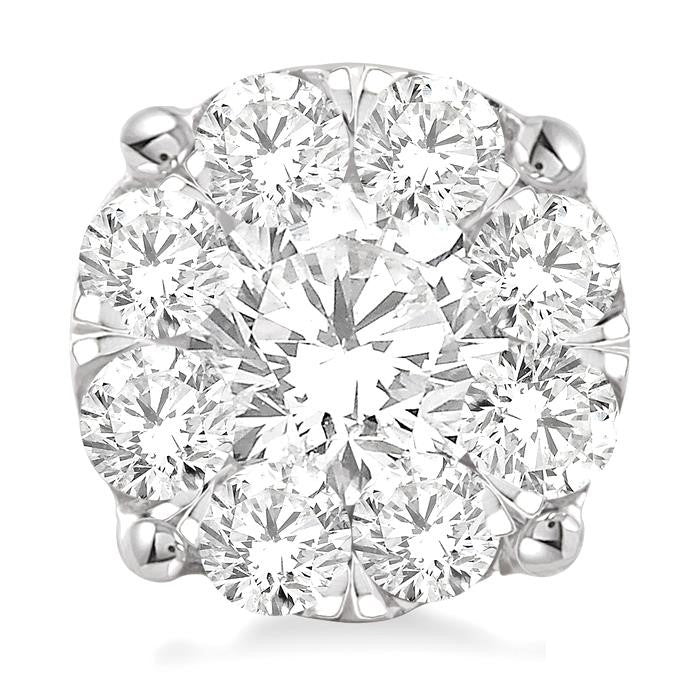 2 1/10 Ctw Shine Bright Round Cut Diamond Stud Earrings in 14K White Gold