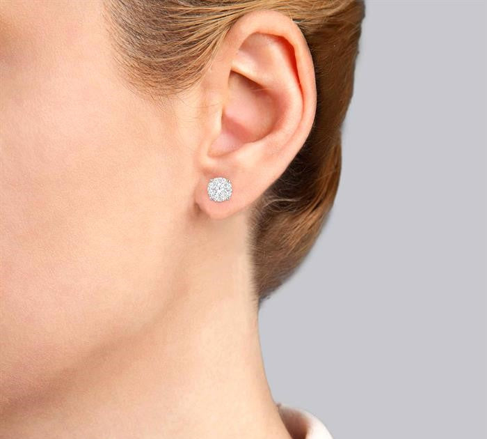 2 1/10 Ctw Shine Bright Round Cut Diamond Stud Earrings in 14K White Gold
