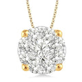 1 1/2 Ctw Shine Bright Round Cut Diamond Pendant in 14K Yellow and White Gold with Chain