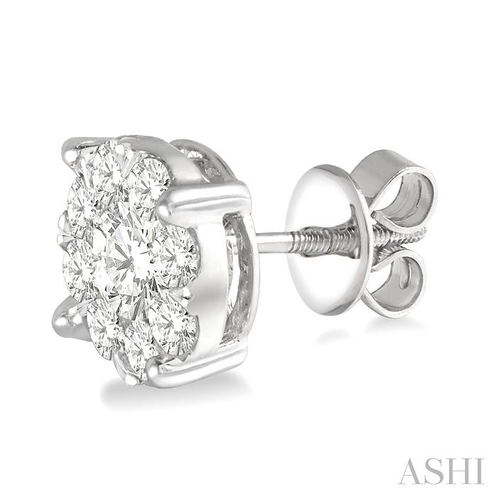 1 1/2 Ctw Shine Bright Round Cut Diamond Stud Earrings in 14K White Gold