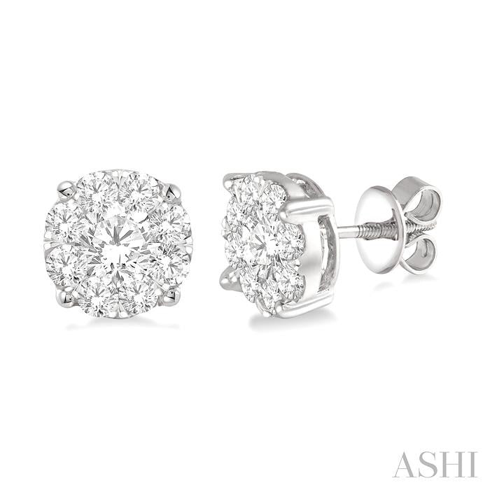 1 1/2 Ctw Shine Bright Round Cut Diamond Stud Earrings in 14K White Gold