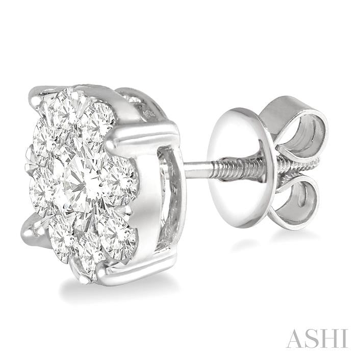 2 1/10 Ctw Shine Bright Round Cut Diamond Stud Earrings in 14K White Gold