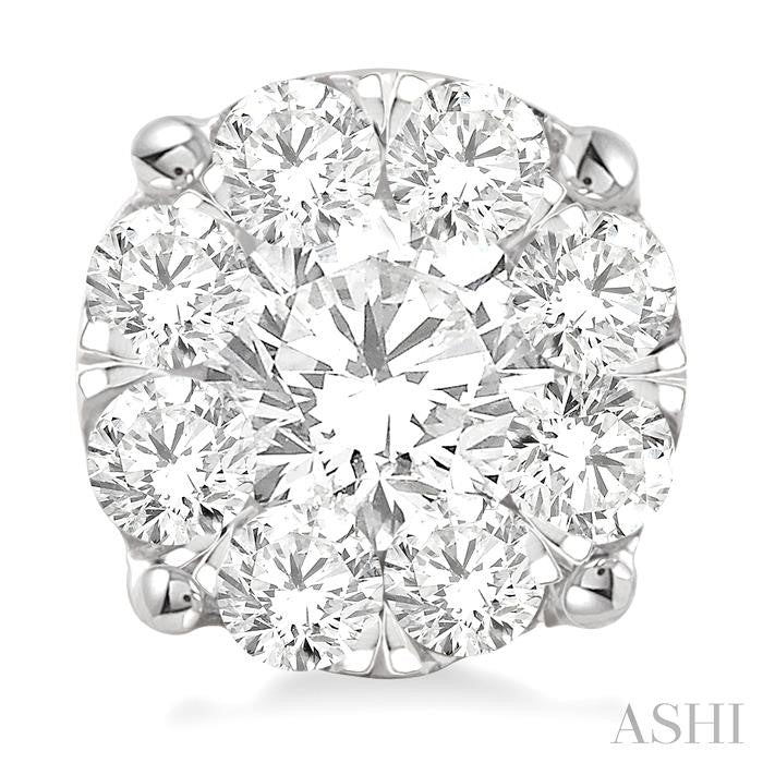 2 1/10 Ctw Shine Bright Round Cut Diamond Stud Earrings in 14K White Gold
