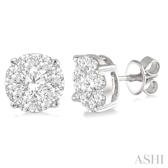 3 Ctw Shine Bright Round Cut Diamond Stud Earrings in 14K White Gold
