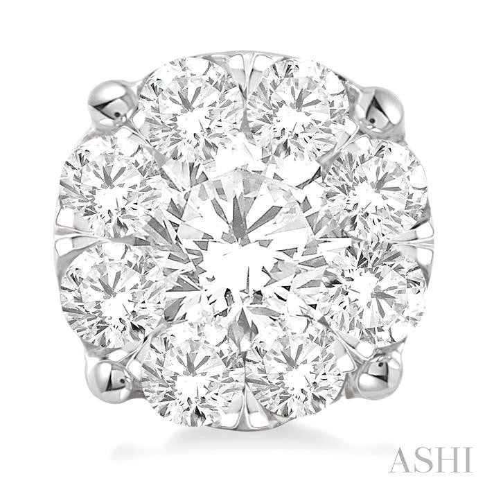 3 Ctw Shine Bright Round Cut Diamond Stud Earrings in 14K White Gold