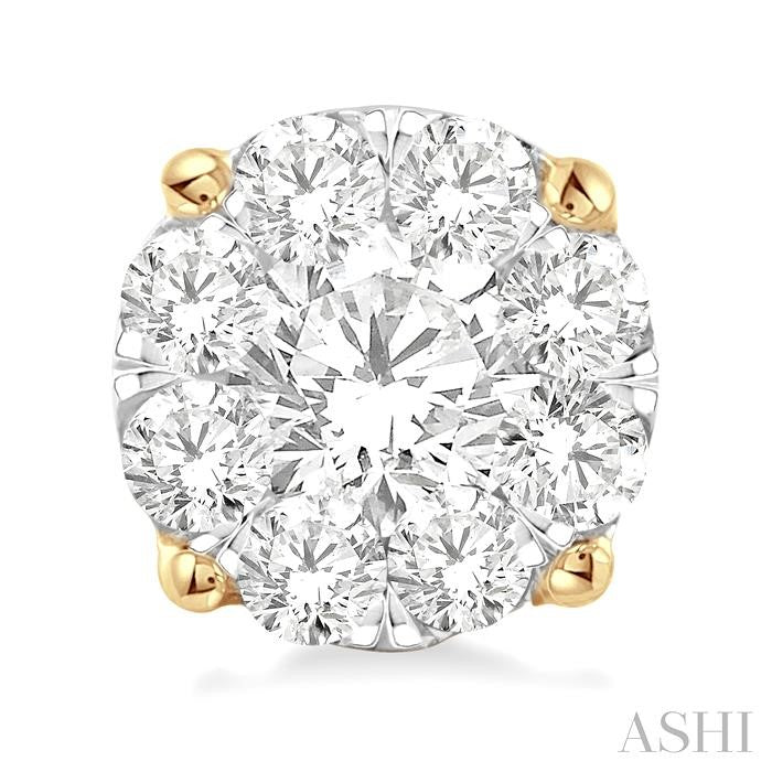 1 1/2 Ctw Shine Bright Round Cut Diamond Stud Earrings in 14K Yellow and White Gold