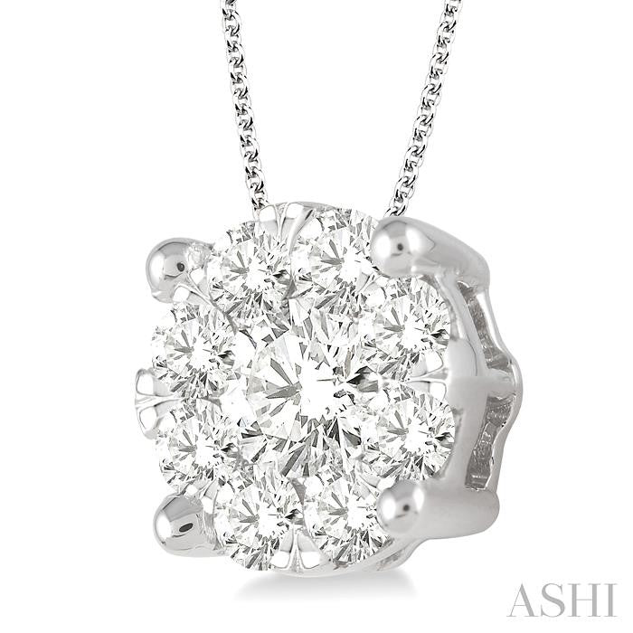 2 Ctw Shine Bright Round Cut Diamond Pendant in 14K White Gold with Chain