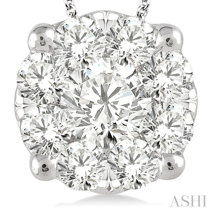 2 Ctw Shine Bright Round Cut Diamond Pendant in 14K White Gold with Chain