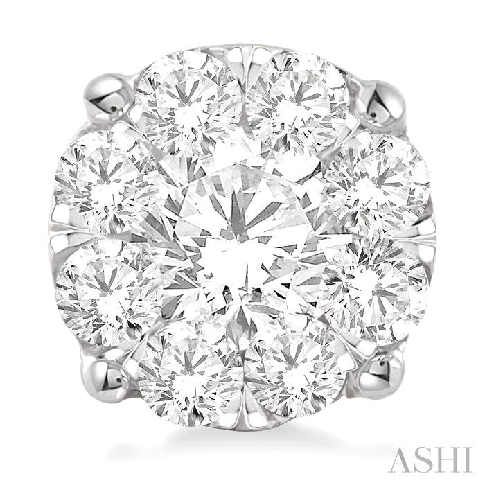 2 1/10 Ctw Shine Bright Round Cut Diamond Stud Earrings in 14K White Gold