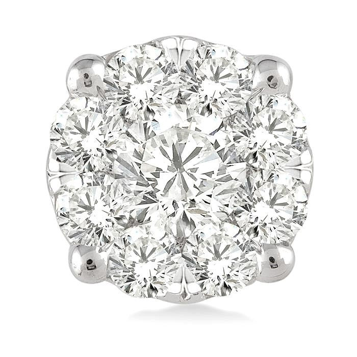 1 Ctw Round Cut Shine Bright Diamond Stud Earrings in 14K White Gold