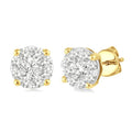 1 Ctw Shine Bright Round Cut Diamond Stud Earrings in 14K Yellow and White Gold