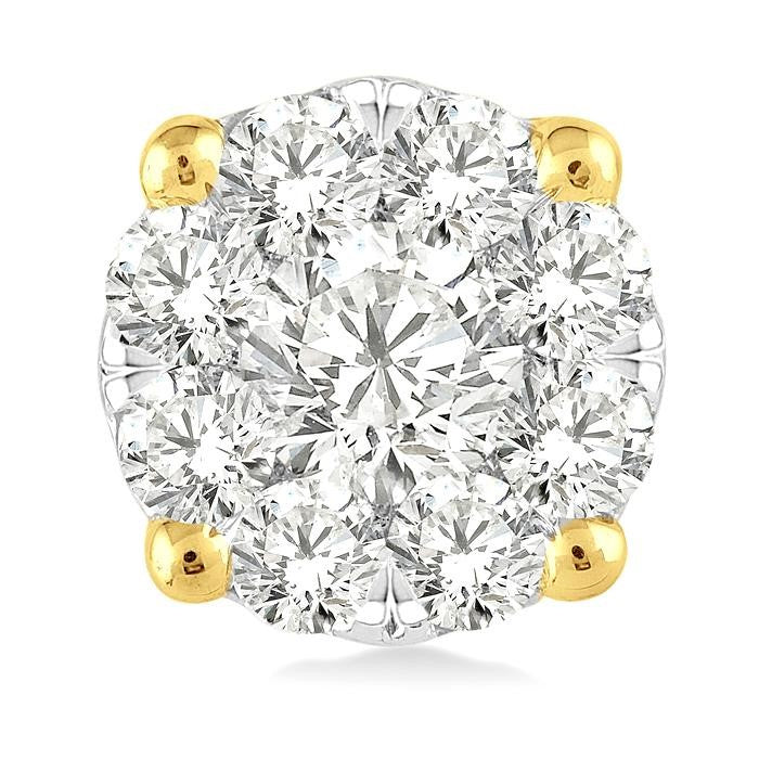 1 Ctw Shine Bright Round Cut Diamond Stud Earrings in 14K Yellow and White Gold